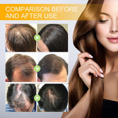Before and after comparison showing improved hair appearance after using Biotin Hair Growth Serum